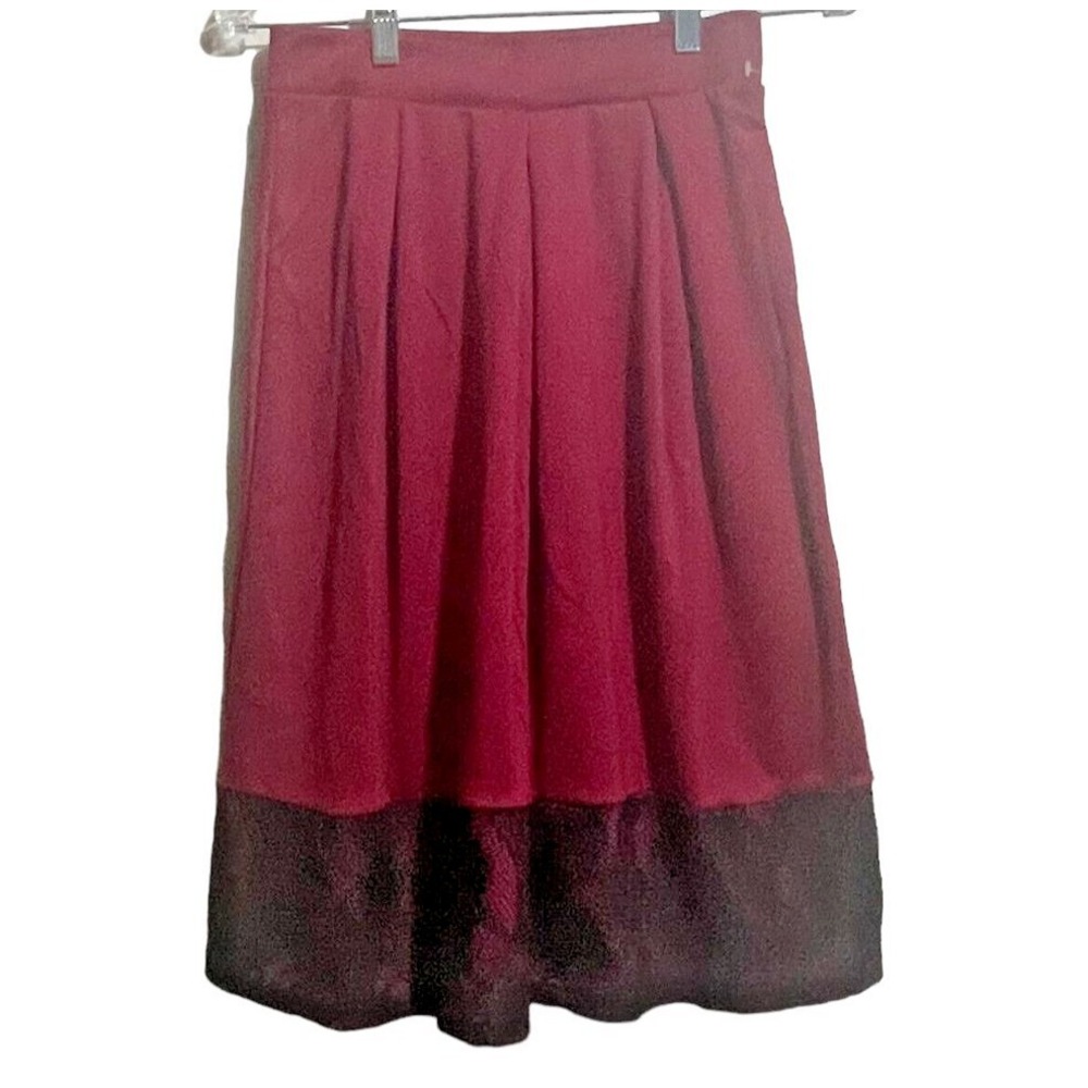 Whimsigoth Skirt Size Medium Burgundy Red Wine Pleated Dark Academia Romantic